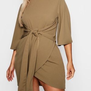 Kimono Sleeve Tie Waist Wrap Dress - 16